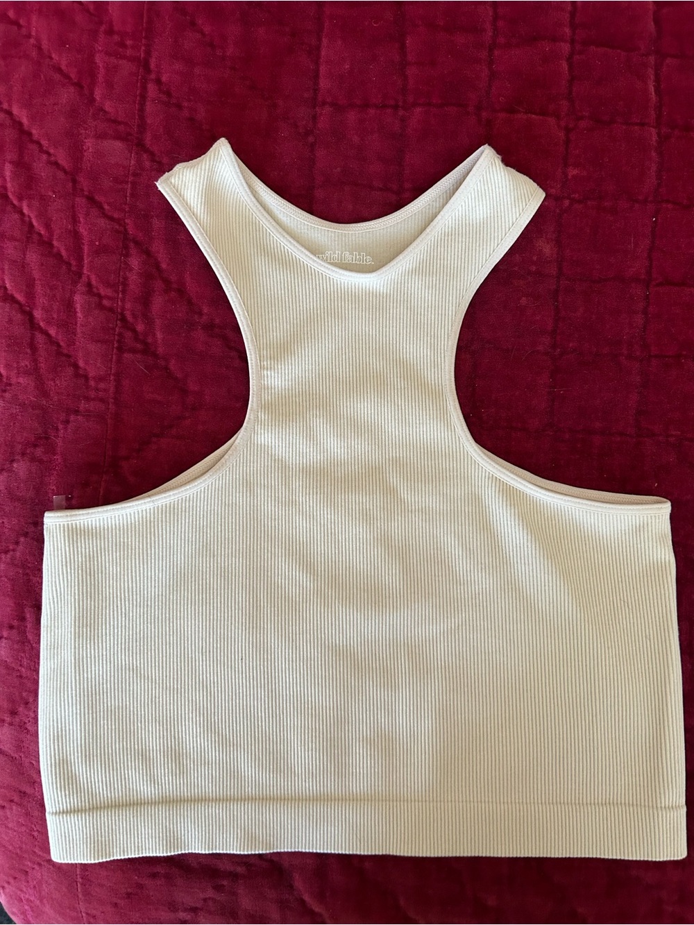 Wild Fable Ribbed Racerback Crop Tank Top - Cream